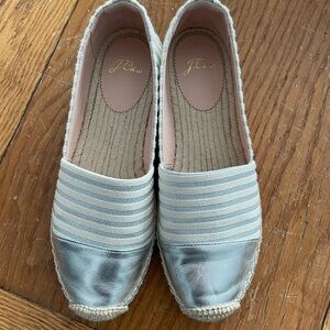 J Crew silver espadrilles size 8.5